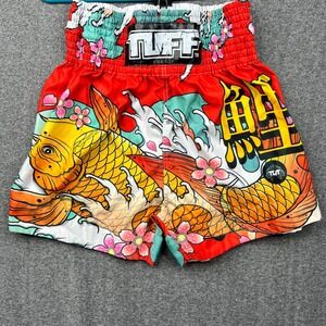 TUFF Muay Thai Boxing Shorts Mens XL Red Koi Fish Floral MMA Kickboxing Thai